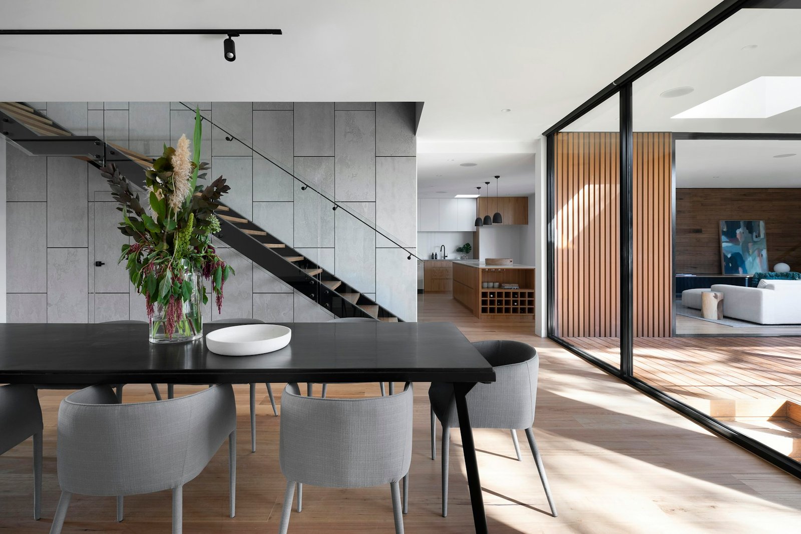 Warm contemporary interior with freshly finished walls